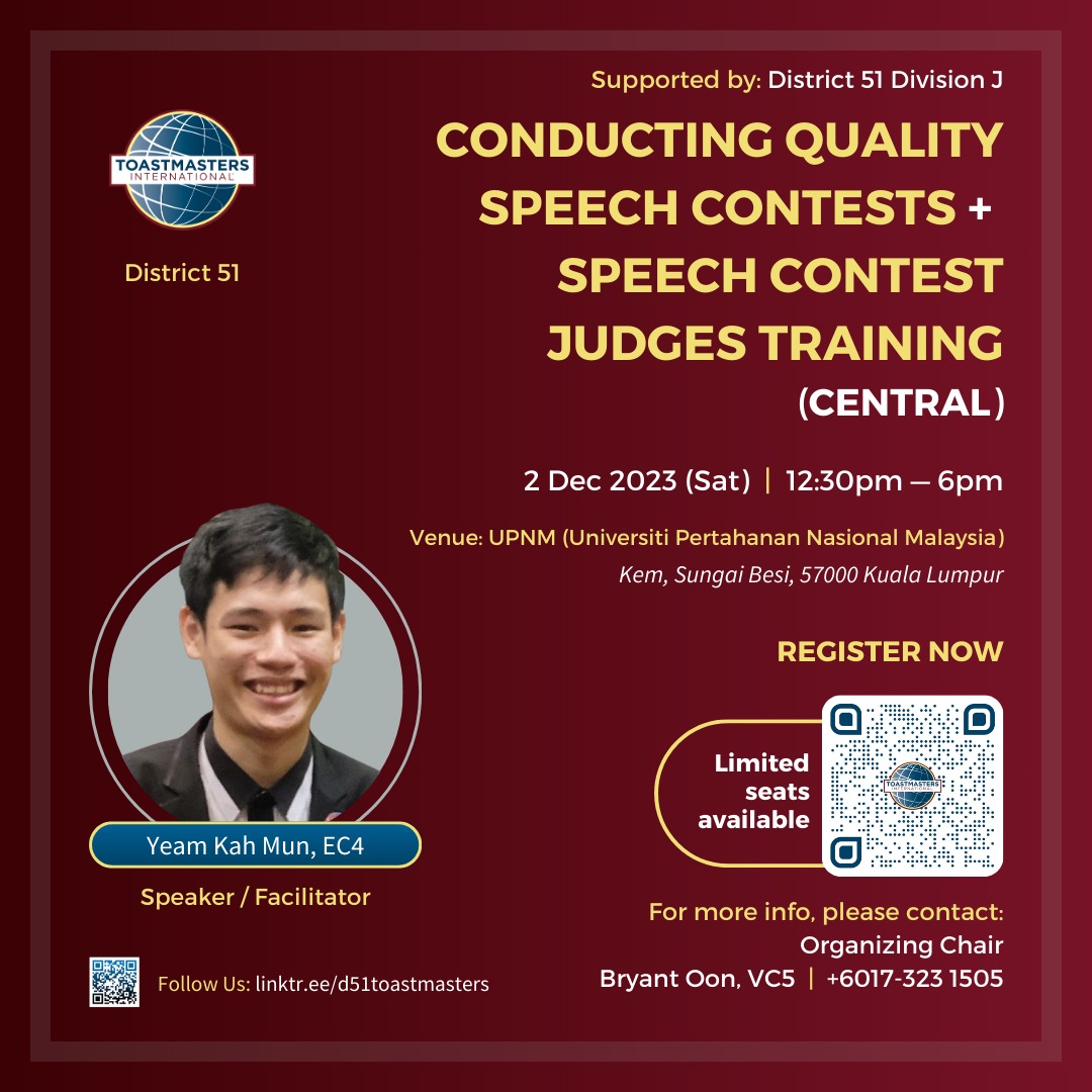 Conducting Quality Speech Contests + Speech Contest Judges Training (Central)