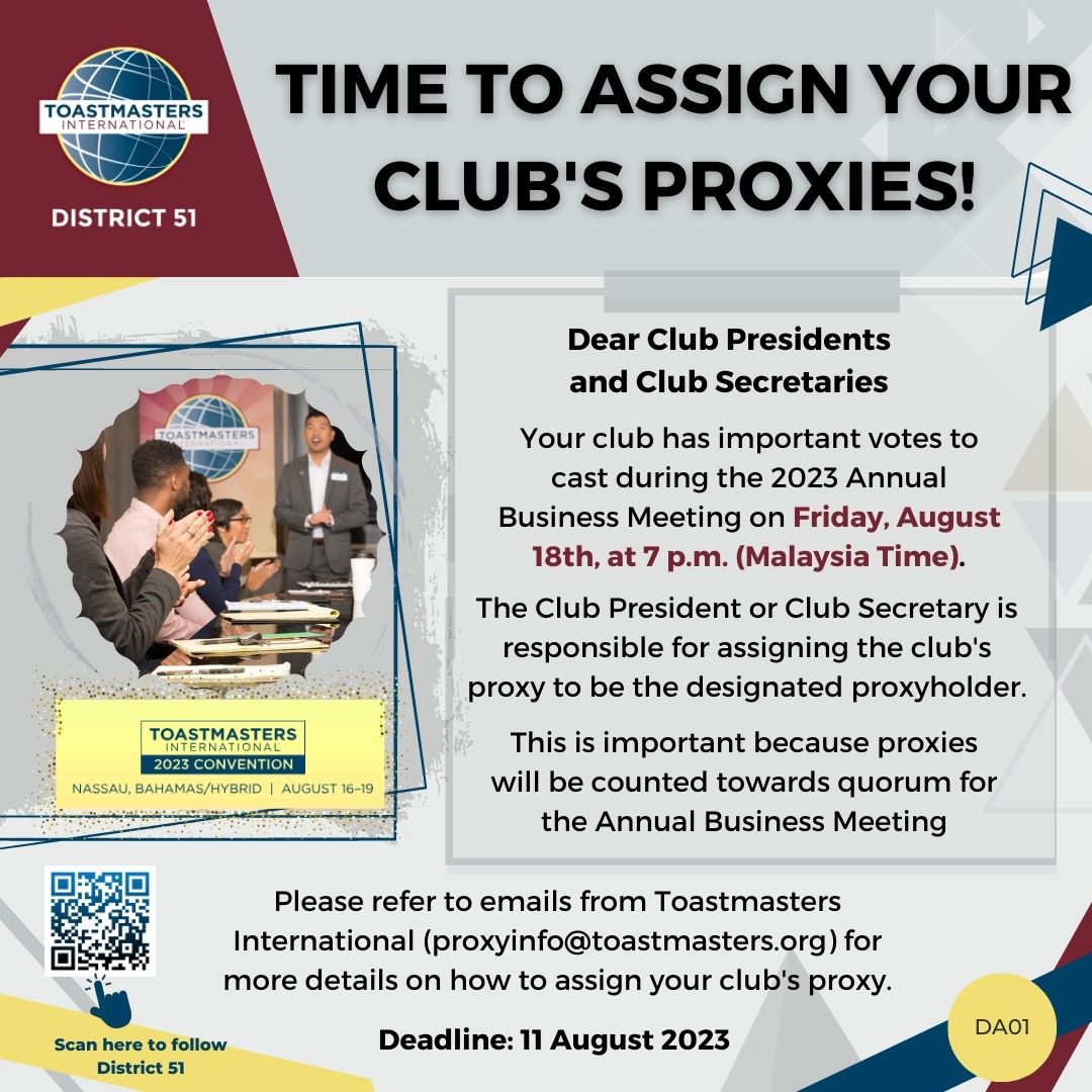 Time To Assign Your Club's Proxies!