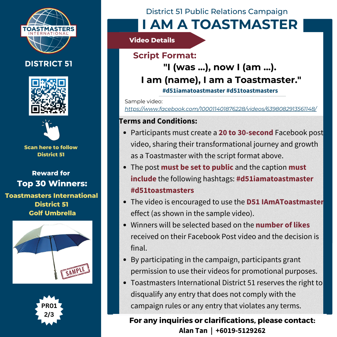 I AM A TOASTMASTER